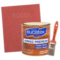 Kit Verniz Pequeno para Madeira 225ml + Lixa + Pincel - Eucatex