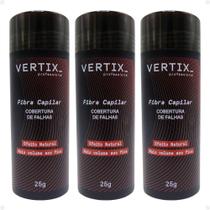 Kit Vertix: 3 Fibras Capilar Castanho Escuro Cód.2812 25g