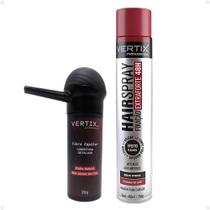 Kit Vertix: Fibra Capilar Castanho Médio, Aplicador e Spray Extraforte
