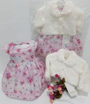 Kit Vestido + Bolero Pelo Longo Bebe Menina Bela Fase 341 Kit Vestido + Bolero Pelo Longo Bebe Menina Bela Fase 341