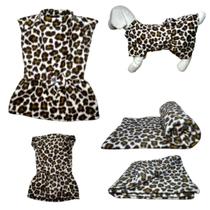 Kit Vestido E Manta Soft Para Cães - Onça Eg