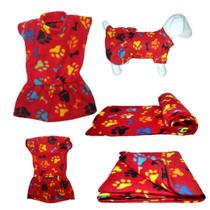 Kit Vestido E Manta Soft Para Cães -Vermelho Eg - Nicapet