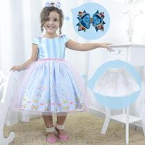 Kit Vestido festa infantil com borboletas + Saia de Filó + Laço Kit Vestido festa infantil com borboletas + Saia de Filó + Laço
