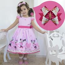 Kit Vestido festa infantil Minnie Rosa superluxo + Laço para Cabelo Kit Vestido festa infantil Minnie Rosa superluxo + Laço para Cabelo