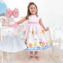 Kit Vestido infantil festa das frutas + saia de filó + Laço Kit Vestido infantil festa das frutas + saia de filó + Laço