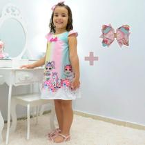 Kit Vestido infantil Lol surprise e unicórnio + laço para cabelo