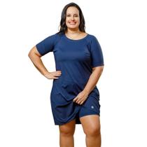 Kit Vestido Plus Size Proteção Uv Com Short Cós Alto Moda Praia Evangélica