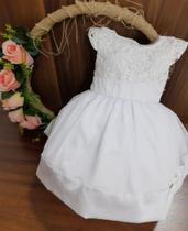 Kit Vestido Tule 2 Pçs Calcinha Bebe Menina Batizado 429