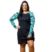 Kit Vestido Uv Plus Size Com Short de piscina Saída De Praia Evangélico