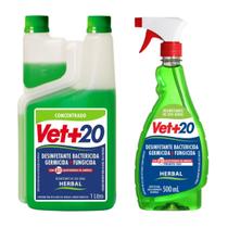 KIT VET+20 Herbal Desinfetante Concentrado 1L e Pronto Uso KIT VET+20 Herbal Desinfetante Concentrado 1L e Pronto Uso