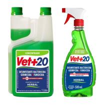 KIT VET+20 Herbal Desinfetante Concentrado 1L e Pronto Uso