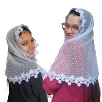 Kit Véu CCB Mãe e Filha Tule Poá Bolinha