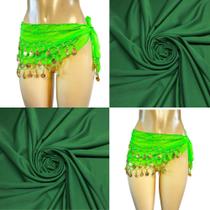 Kit Véu Chiffon e Lenço de Quadril Moedas Dança do Ventre/Cigana/Indiana - KIT67
