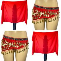 Kit Véu Chiffon e Lenço de Quadril Pedrarias Dança do Ventre/Cigana/Indiana - KIT68