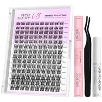 Kit VEYESBEAUTY Lash Clusters, extensões individuais de cílios, faixa fina e invisível, cílios postiços DIY, bandeja de cílios fina da série de cinco segundos para iniciantes, kit LuxeBold com aplicador de remoção Bond & Seal Kit VEYESBEAUTY Lash Clusters, extensões individuais de cílios, faixa fina e invisível, cílios postiços DIY, bandeja de cílios fina da série de cinco segundos para iniciantes, kit LuxeBold com aplicador de remoção Bond & Seal