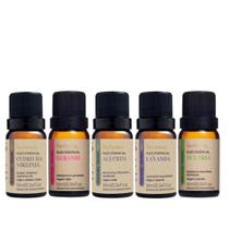 Kit Via Aroma 5 Óleo Essencial - Lavanda - Melaleuca - Gerânio - Cedro - Alecrim