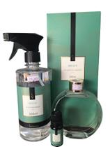 Kit via aroma difusor 200ml+agua perfumada+essencia10ml breeze