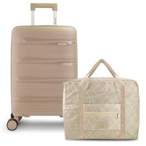 Kit Viagem 2 Pçs - Mala De Bordo E Bolsa Dobrável Essência Kit Viagem 2 Pçs - Mala De Bordo E Bolsa Dobrável Essência