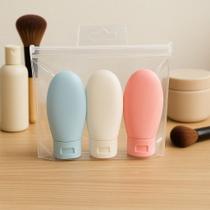 Kit Viagem 3 Frascos Porta Shampoo Mini Pote Higiene Pessoal Condiconador 60 ML Kit Viagem 3 Frascos Porta Shampoo Mini Pote Higiene Pessoal Condiconador 60 ML