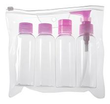 Kit Viagem 4 Peças Frasco 100ml Portatil Shampoo Creme Spray
