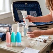 Kit Viagem 4 Potes Silicone Flexível Reutilizável Multiuso Kit Viagem 4 Potes Silicone Flexível Reutilizável Multiuso