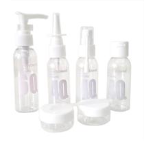 Kit Viagem 6 Peças Frasco Shampo Perfume Condicionador Creme
