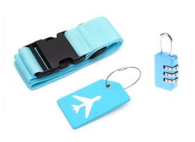 Kit Viagem Cinta Tag Cadeado Férias Bagagem Malas