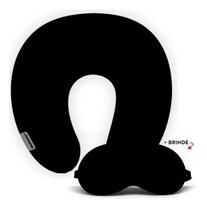 Kit Viagem Com Almofada De Pescoço E Máscara Tapa Olhos Isoprene Preto Kit Viagem Com Almofada De Pescoço E Máscara Tapa Olhos Isoprene Preto