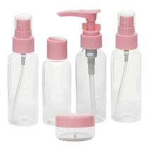 Kit viagem com necessaire impermeável 5 frascos + 1 bolsa 6 peças