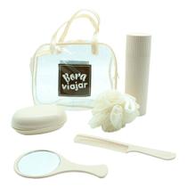 Kit Viagem Completo Bora Viajar com Bolsa Transparente 6 Itens