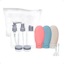 Kit Viagem De 9 Frascos Pote Silicone 60ml Necessaire Viagem