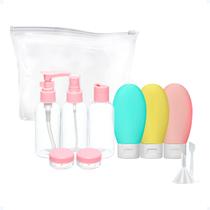 Kit Viagem De 9 Frascos Pote Silicone 60ml Necessaire Viagem