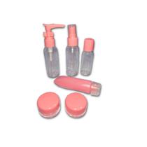 Kit Viagem Frascos Silicone Rosa Creme Cosméticos Shampoo.