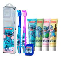 Kit Viagem Infantil Porta Escova Dental com Pasta e Fio Stitch Lilo Estojo Premium Dentalclean Kit Viagem Infantil Porta Escova Dental com Pasta e Fio Stitch Lilo Estojo Premium Dentalclean
