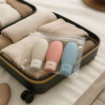 Kit Viagem Mini Frasco Pote Creme 3uni 60ml Higiene Limpeza Leve Silicone Pote Colorido