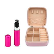 Kit Viagem Mini Porta Joias Rosa + Porta Perfumes Spray 5ml Kit Viagem Mini Porta Joias Rosa + Porta Perfumes Spray 5ml