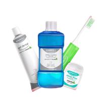 Kit Viagem Miniaturas Higiene Dental Portátil Togo! Powerdente Escova/Fio Dental/Antisséptico/Gel Dental Embalagem Funcional