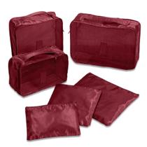 Kit Viagem Necessaire 6 Peças Nylon Impermeável Organização Mala Kit Viagem Necessaire 6 Peças Nylon Impermeável Organização Mala