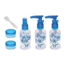 Kit Viagem Nécessaire Porta Shampoo Frascos Creme Azul