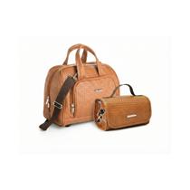Kit Viagem Necessaire Rolo + Frasqueira Padrão Bordo Viccina Kit Viagem Necessaire Rolo + Frasqueira Padrão Bordo Viccina