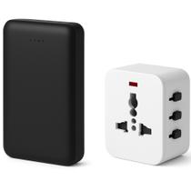 Kit Viagem Power Bank 10000mAh + Adaptador Universal