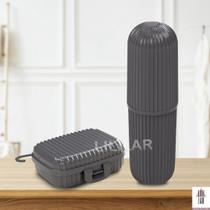 Kit Viagem Premium Porta Escova de Dente Box Multiuso e Saboneteira