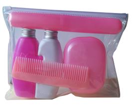 Kit Viagem Rosa 4 Peças + Estojo