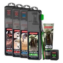 Kit Viagem Star Wars Porta Escova com Escova de Dente Pasta e Fio Dental Vader R2D2 Yoda Dentalclean Kit Viagem Star Wars Porta Escova com Escova de Dente Pasta e Fio Dental Vader R2D2 Yoda Dentalclean