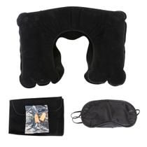 Kit Viagem Travesseiro Inflável Tapa Olho Protetor Auricular Necessaire