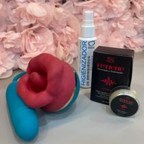 Kit Vibrador Boca com Excitante Atomic e Higienizador de Toys Kit Vibrador Boca com Excitante Atomic e Higienizador de Toys