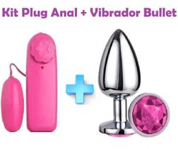 Kit vibrador Bullet c/ Controle + Plug Anal P Inox SexyShop