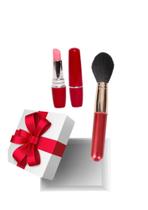 Kit Vibrador Discreto Formato Batom + Pincel de Maquiagem Massageador Clitóris Prazer Feminino Kit Vibrador Discreto Formato Batom + Pincel de Maquiagem Massageador Clitóris Prazer Feminino