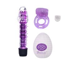 Kit Vibrador Feminino com Capa Anel Peniano Estimulador de Clitóris Masturbador Masculino Kit Vibrador Feminino com Capa Anel Peniano Estimulador de Clitóris Masturbador Masculino