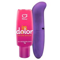 Kit Vibrador Feminino de Ponto G Aveludado Gel Deslizante Anestésico Anal Indolor